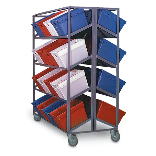 N1005355 MAIL SORTING TRANSPORTING 6 Shelf Piggy Back Tote Rack 24 Tote N1005355