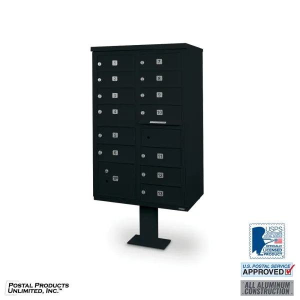 N1031544 - 13 Door F Spec Cluster Box Unit with Pedestal (Black)
