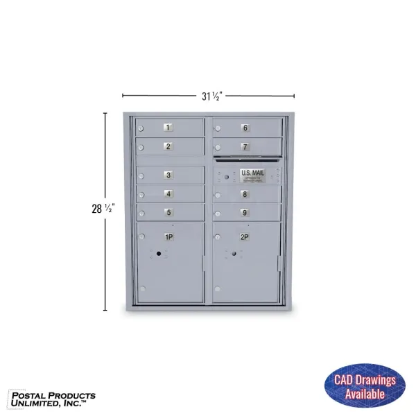 N1032245 - 9 Door 4C Standard Mailbox 2 Parcel Lockers