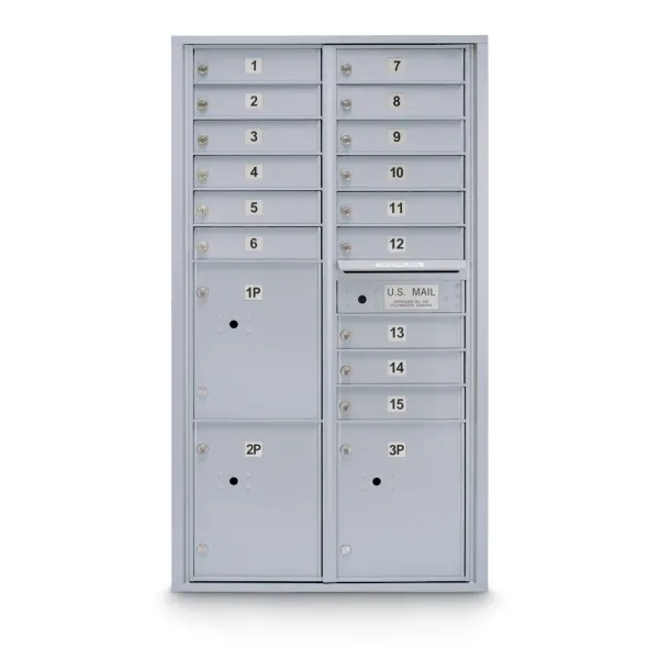 15 Door Standard 4C Mailbox with 3 Parcel Lockers