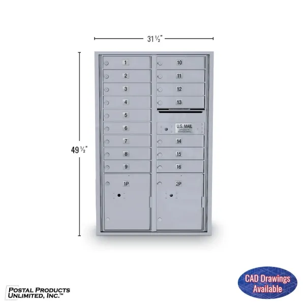 N1034000 - 16 Door Standard 4C Mailbox with 2 Parcel Lockers