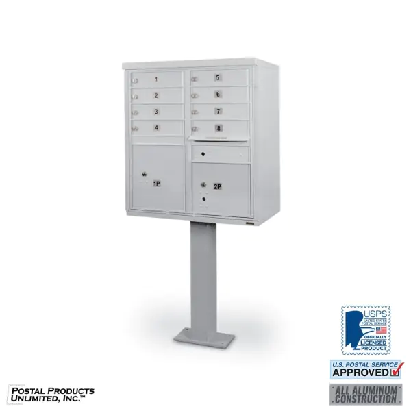 8 Door F-Spec Cluster Box Unit with Pedestal (Grey)
