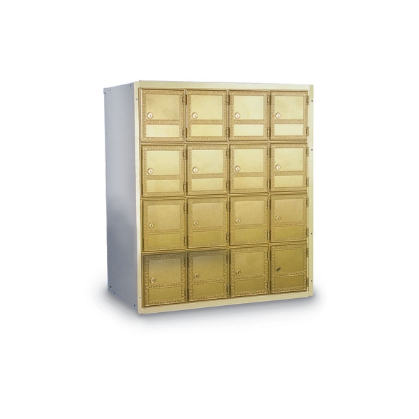 Rear Loading Solid Brass Mailboxes, 16 Door, Private Use